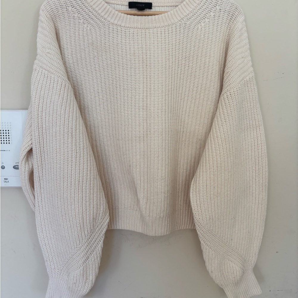 J. Crew Cream Chunky Knit Crew Neck Sweater